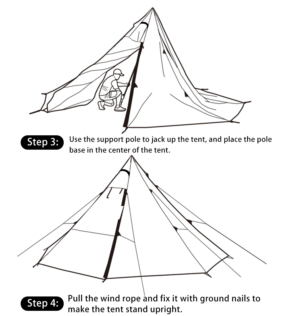 Cheap Goat Tents Ultralight Pyramid 4 Person Camping Tent Travel Family Tourist 4x Double Layer Outdoor Hiking Large Teepee Backpacking tents   